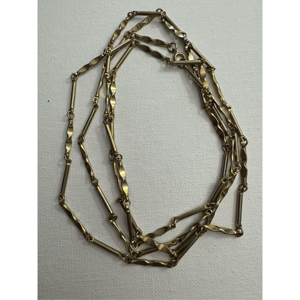 Vintage Y2K Womens Gold Tone Extra Long Twisty Beaded Lariat Rope Necklace Layer